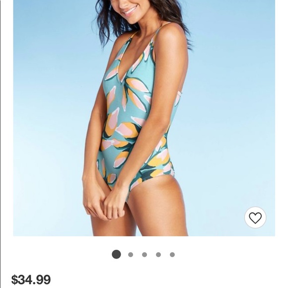Women's Criss Cross Back 1pc Swimsuit Tropical - Picture 1 of 11
